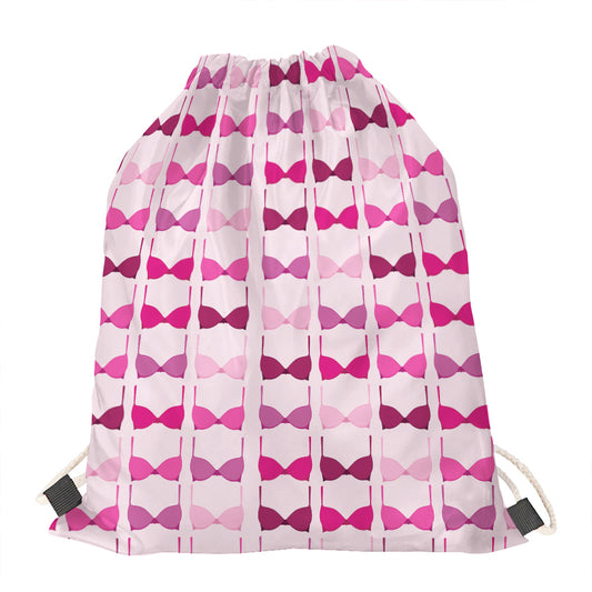Pink Bra Breast Cancer Pattern Print Drawstring Bag