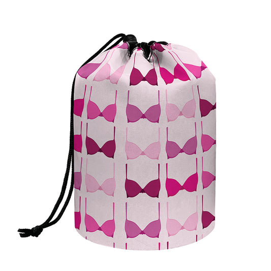 Pink Bra Breast Cancer Pattern Print Drawstring Makeup Bag