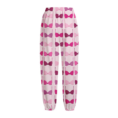 Pink Bra Breast Cancer Pattern Print Fleece Lined Knit Pants