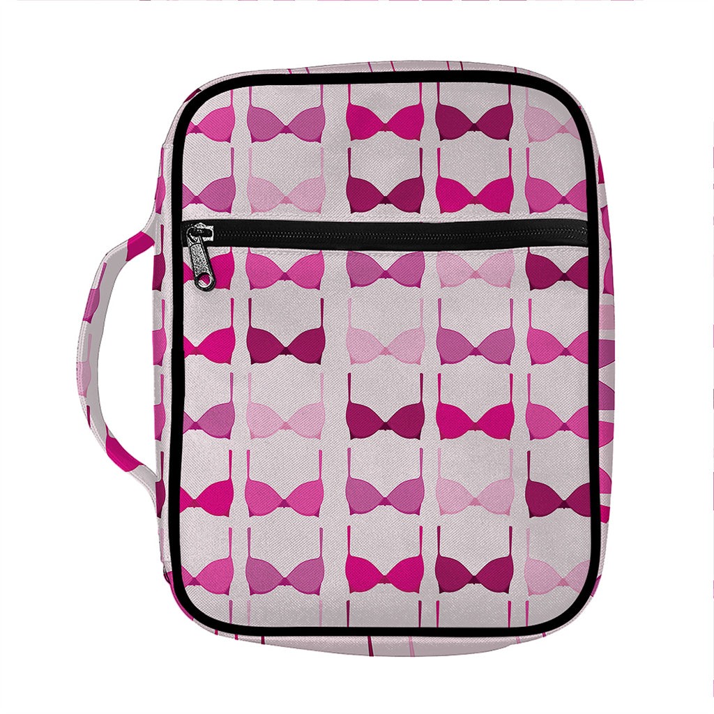 Pink Bra Breast Cancer Pattern Print Front Pocket Bible Bag