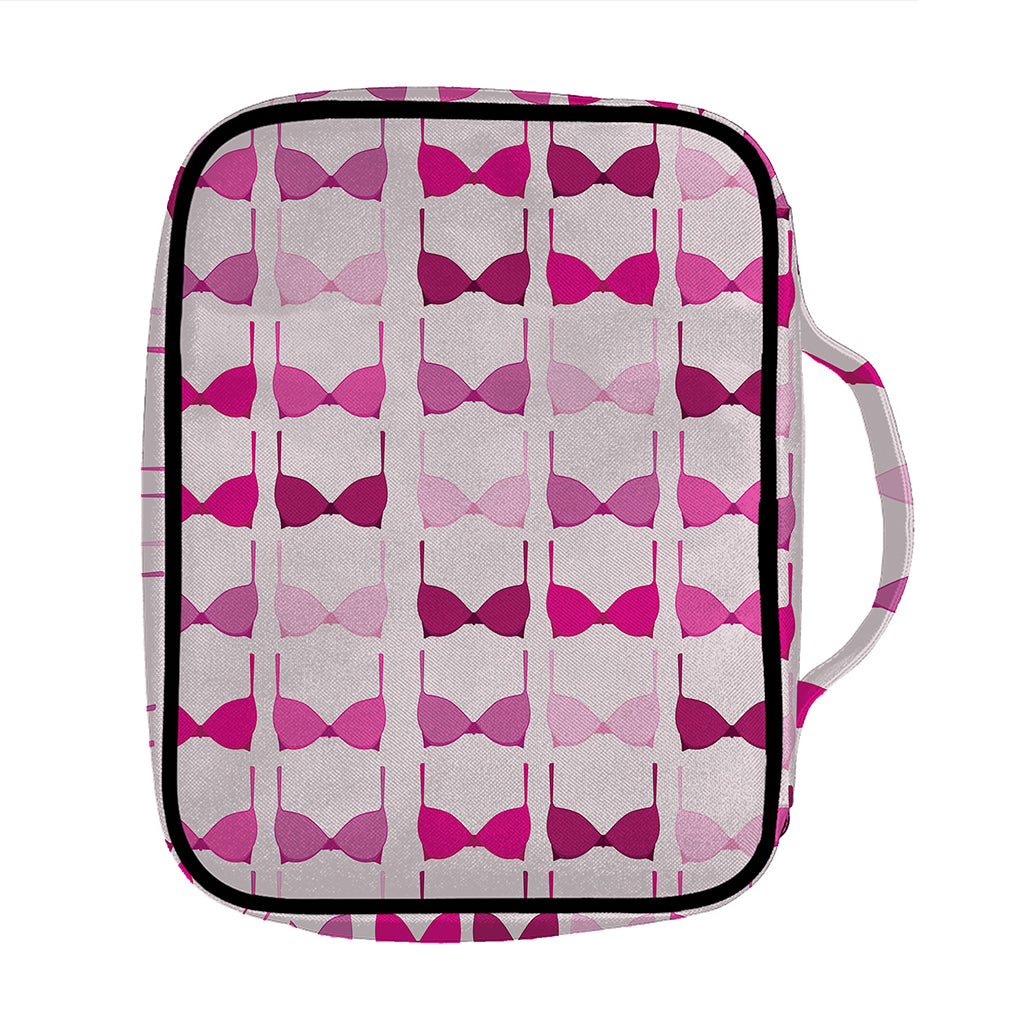 Pink Bra Breast Cancer Pattern Print Front Pocket Bible Bag