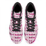 Pink Bra Breast Cancer Pattern Print High Top Leather Sneakers
