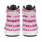 Pink Bra Breast Cancer Pattern Print High Top Leather Sneakers