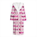 Pink Bra Breast Cancer Pattern Print Hooded Bathrobe