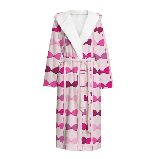 Pink Bra Breast Cancer Pattern Print Hooded Bathrobe