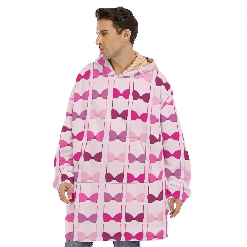 Pink Bra Breast Cancer Pattern Print Hoodie Blanket