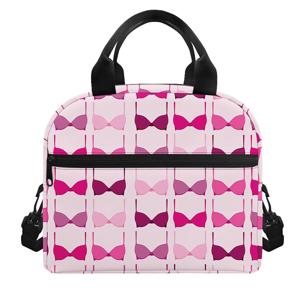 Pink Bra Breast Cancer Pattern Print Insulated Lunch Bag
