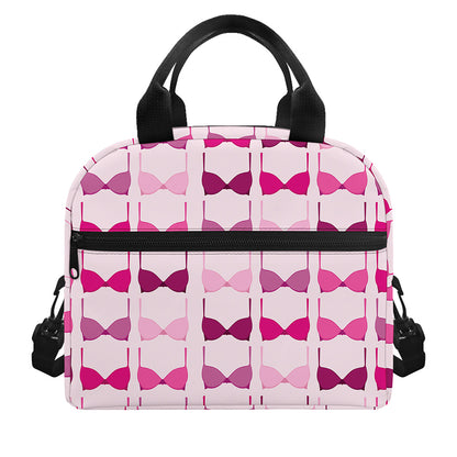 Pink Bra Breast Cancer Pattern Print Insulated Lunch Bag