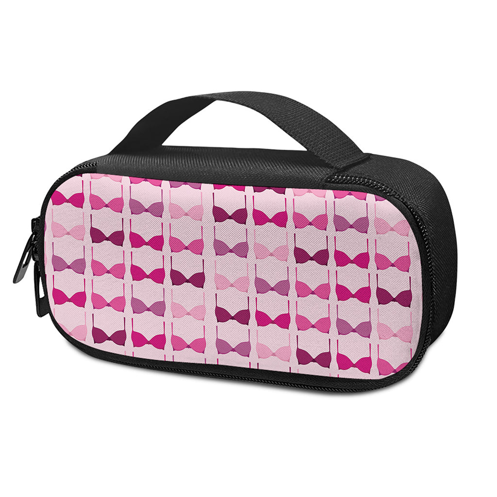 Pink Bra Breast Cancer Pattern Print Insulin Cooler Travel Case