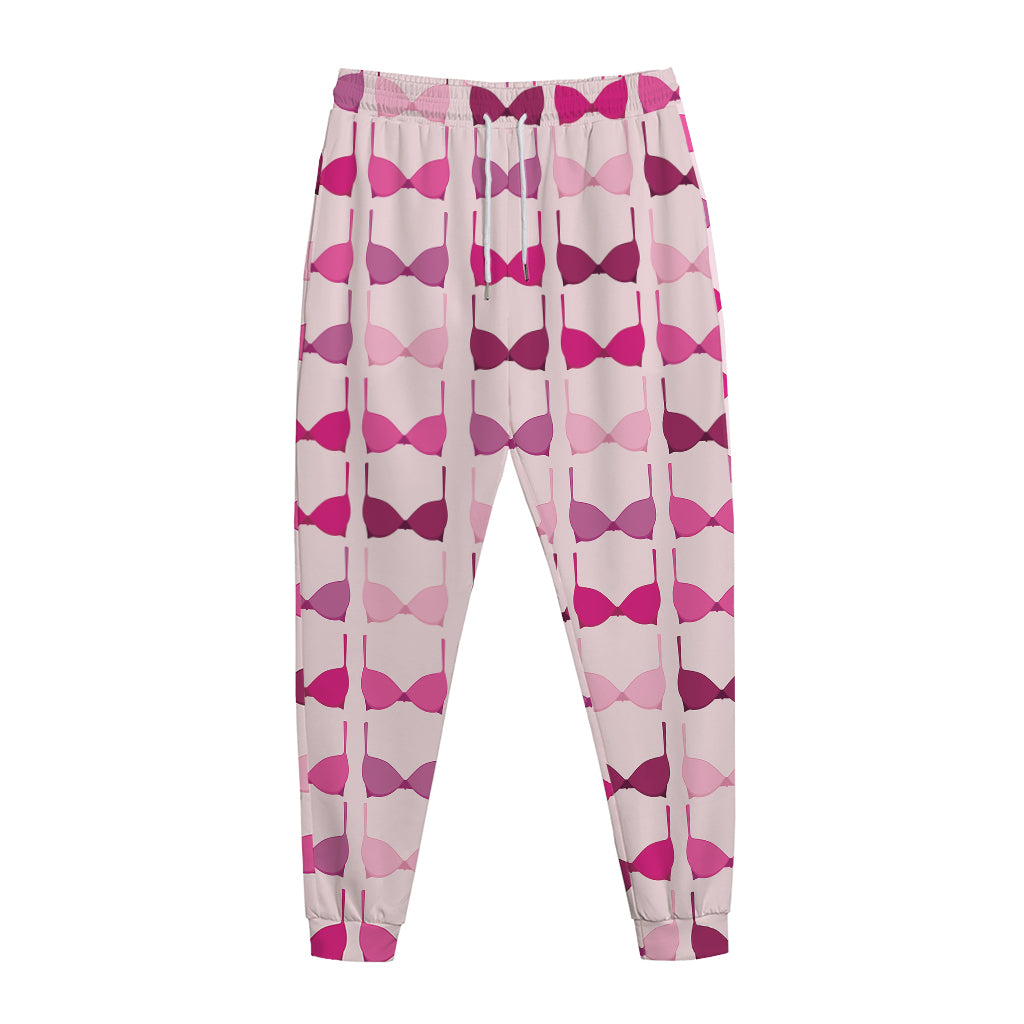 Pink Bra Breast Cancer Pattern Print Jogger Pants