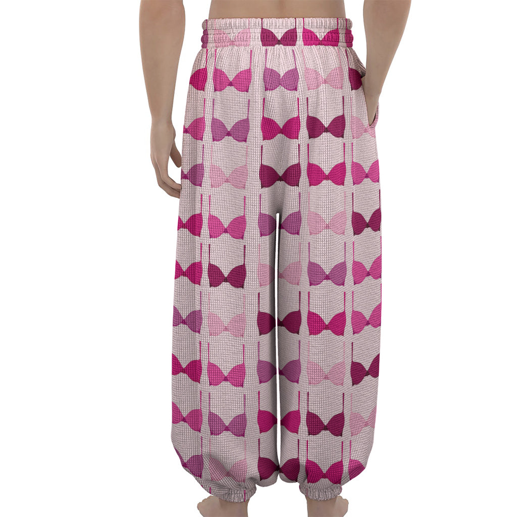 Pink Bra Breast Cancer Pattern Print Lantern Pants