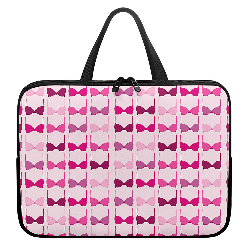 Pink Bra Breast Cancer Pattern Print Laptop Sleeve With Handle