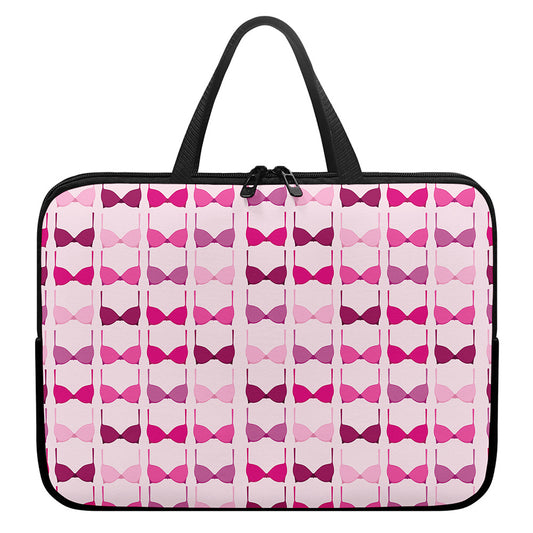 Pink Bra Breast Cancer Pattern Print Laptop Sleeve With Handle