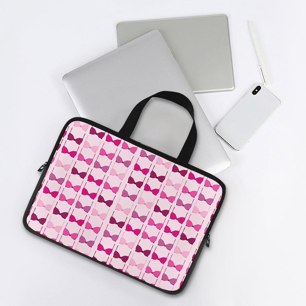 Pink Bra Breast Cancer Pattern Print Laptop Sleeve With Handle