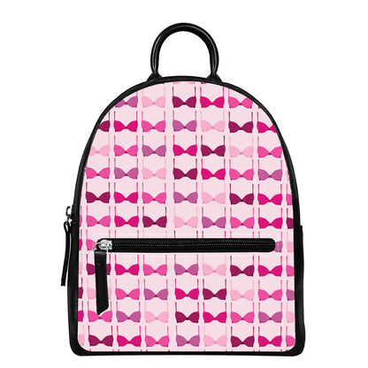 Pink Bra Breast Cancer Pattern Print Leather Backpack