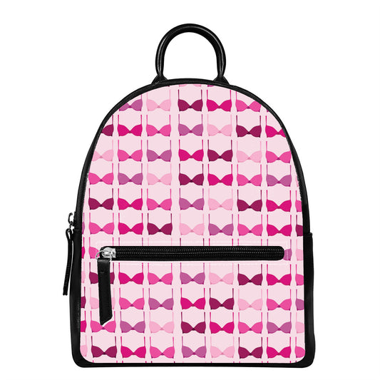 Pink Bra Breast Cancer Pattern Print Leather Backpack