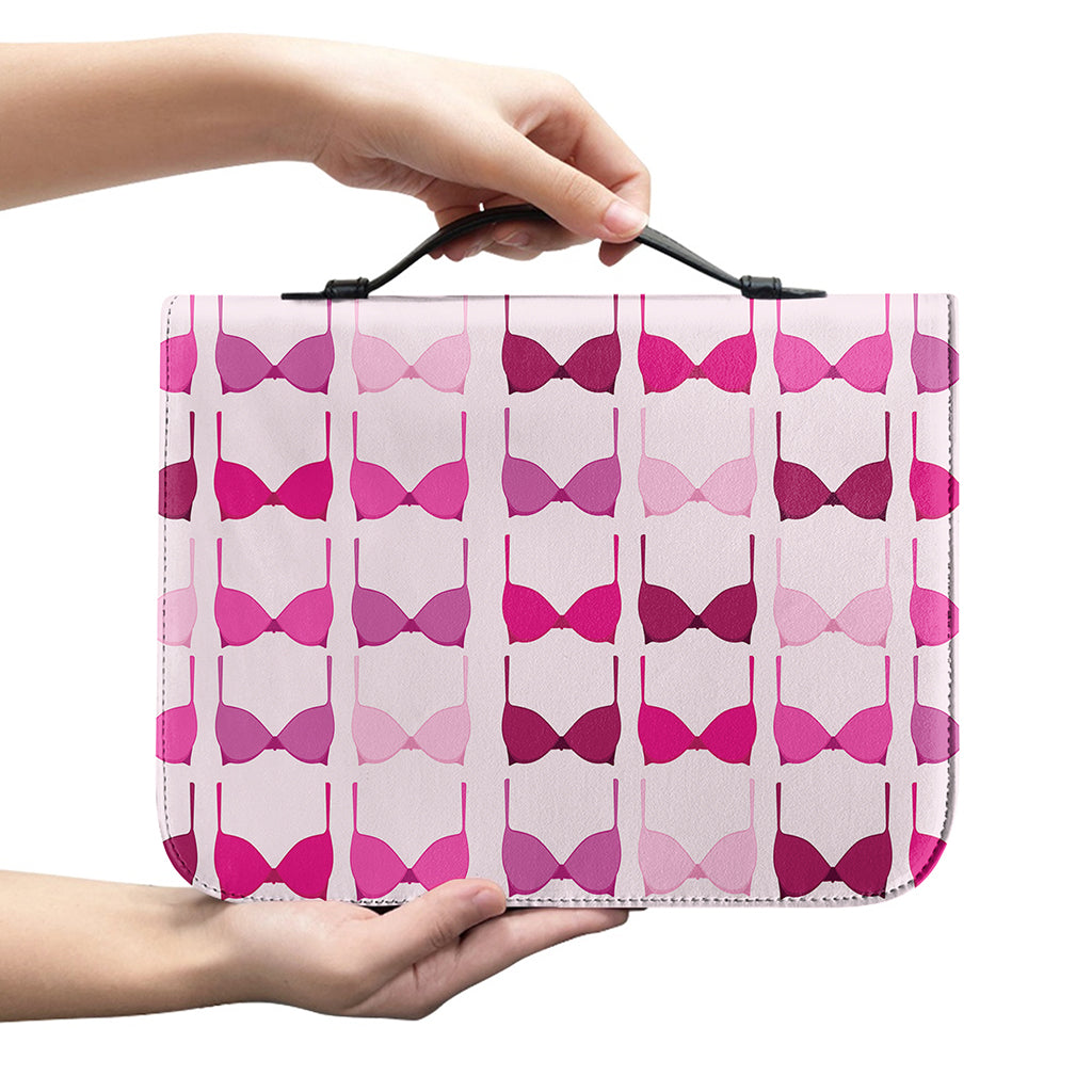 Pink Bra Breast Cancer Pattern Print Leather Bible Cover