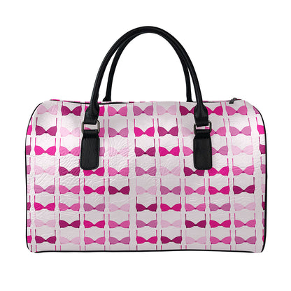 Pink Bra Breast Cancer Pattern Print Leather Duffle Bag