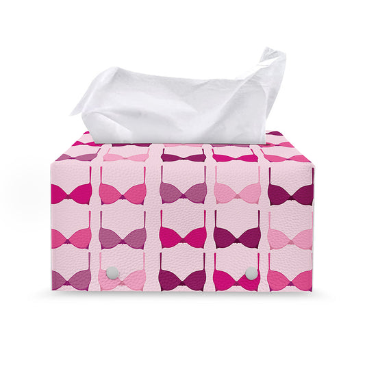 Pink Bra Breast Cancer Pattern Print Leather Tissue Box Cover