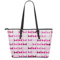 Pink Bra Breast Cancer Pattern Print Leather Tote Bag With Zipper