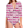 Pink Bra Breast Cancer Pattern Print Long Sleeve Swimsuit