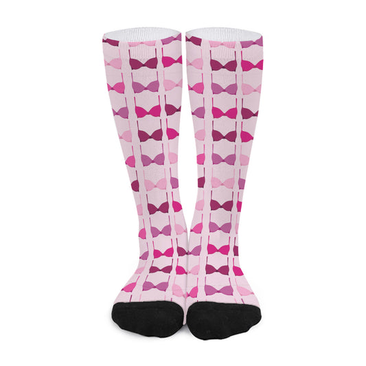 Pink Bra Breast Cancer Pattern Print Long Socks
