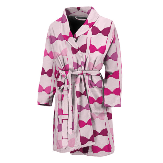 Pink Bra Breast Cancer Pattern Print Men's Bathrobe