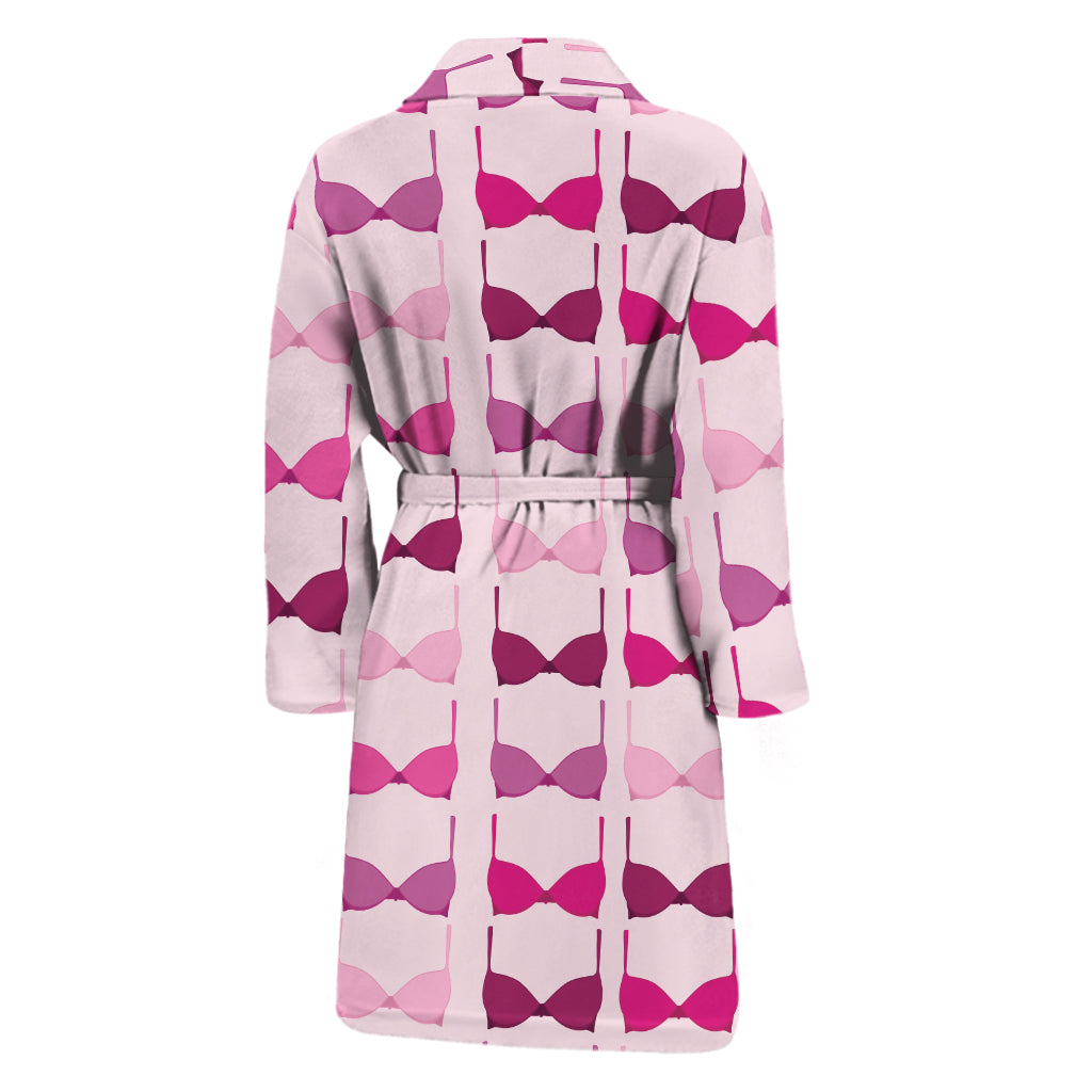Pink Bra Breast Cancer Pattern Print Men's Bathrobe