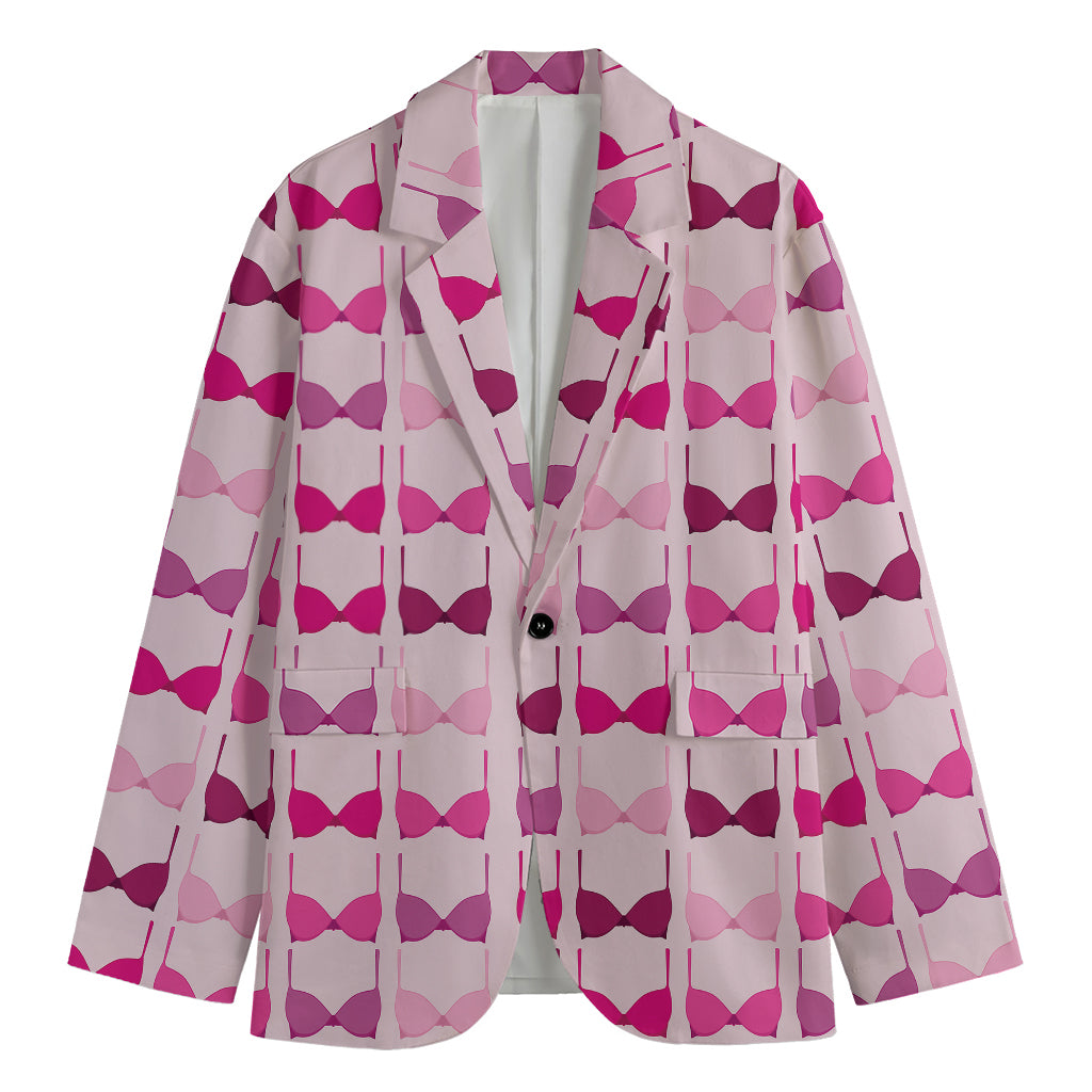 Pink Bra Breast Cancer Pattern Print Men's Blazer