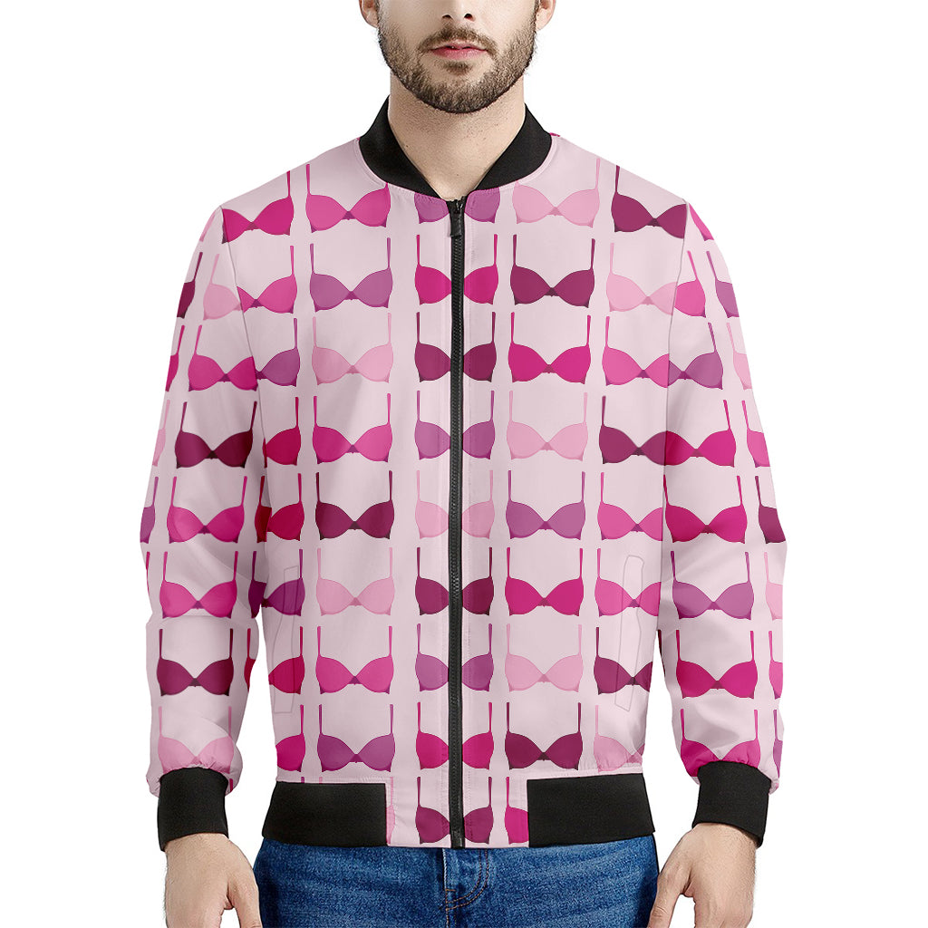 Pink Bra Breast Cancer Pattern Print Men's Bomber Jacket
