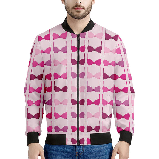 Pink Bra Breast Cancer Pattern Print Men's Bomber Jacket