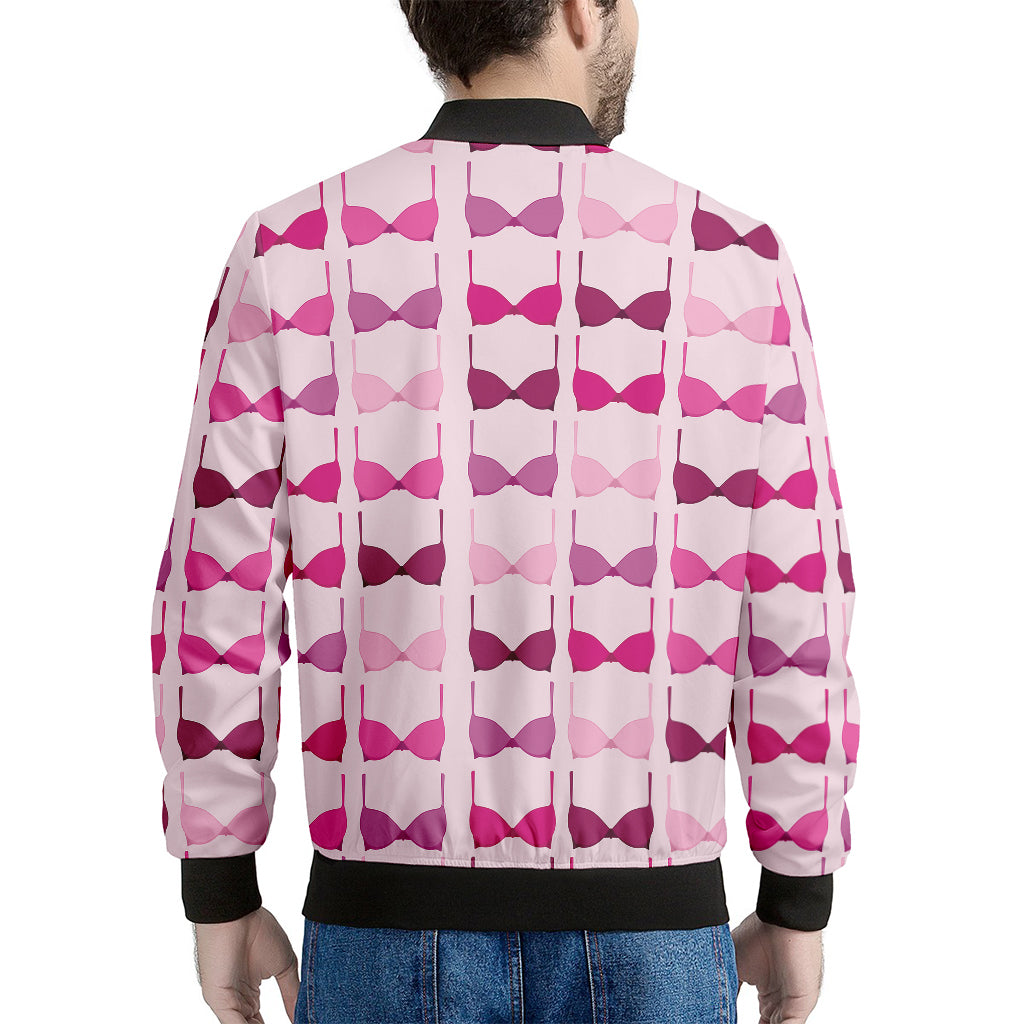 Pink Bra Breast Cancer Pattern Print Men's Bomber Jacket