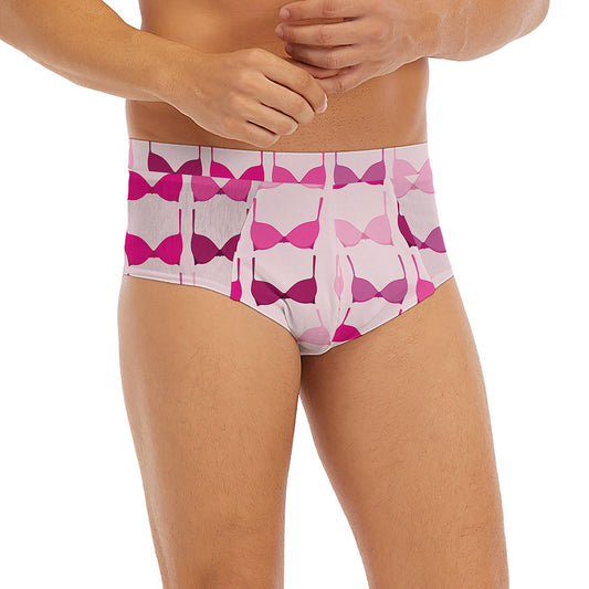 Pink Bra Breast Cancer Pattern Print Men's Briefs
