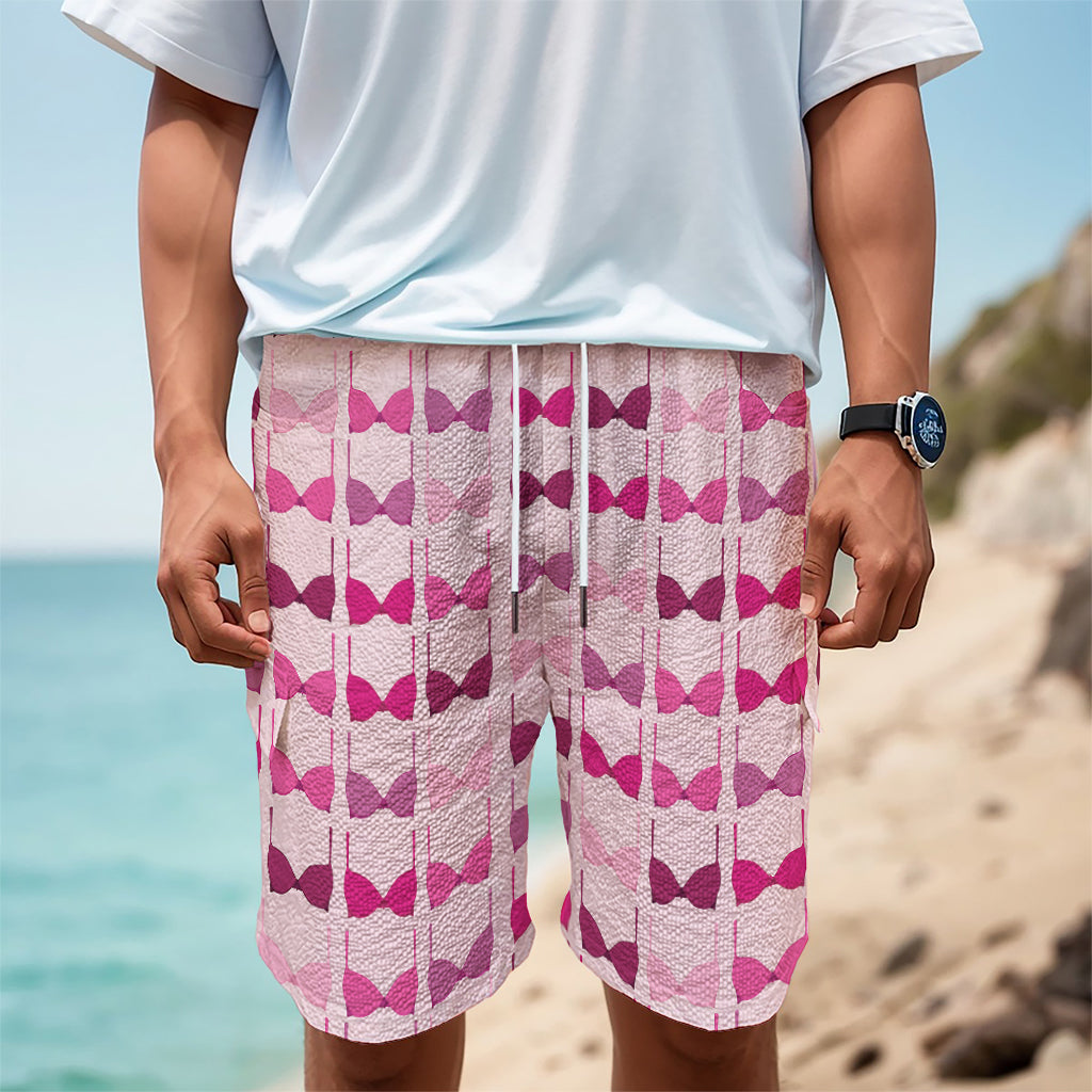 Pink Bra Breast Cancer Pattern Print Men's Cargo Shorts