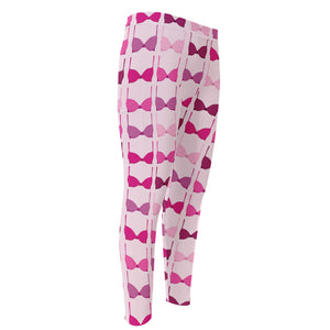 Pink Bra Breast Cancer Pattern Print Men's Compression Pants