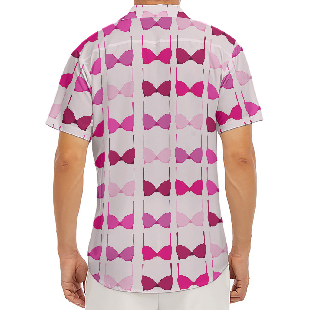 Pink Bra Breast Cancer Pattern Print Men's Deep V-Neck Shirt