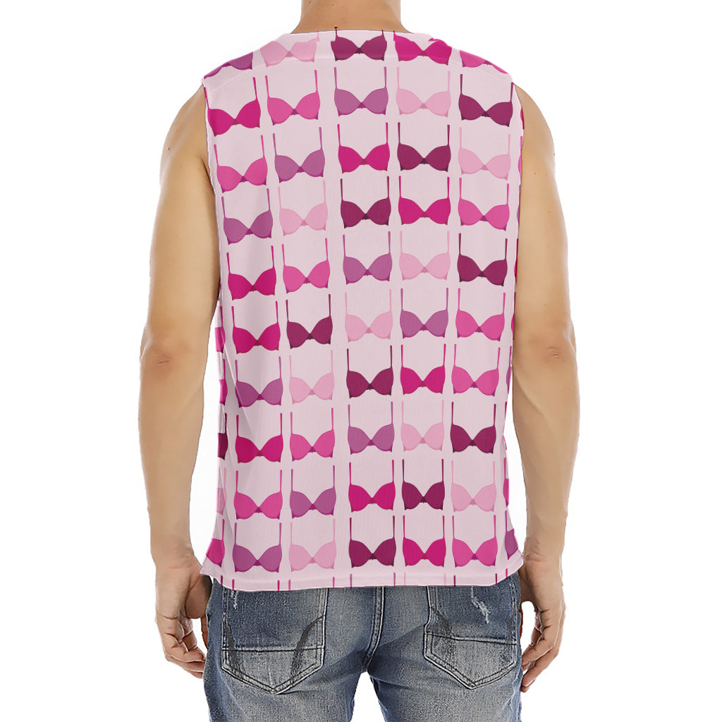 Pink Bra Breast Cancer Pattern Print Men's Fitness Tank Top