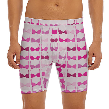 Pink Bra Breast Cancer Pattern Print Men's Long Boxer Briefs