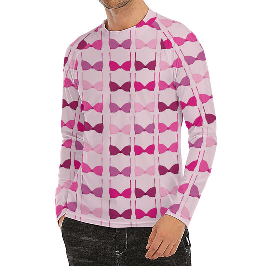 Pink Bra Breast Cancer Pattern Print Men's Long Sleeve Rash Guard