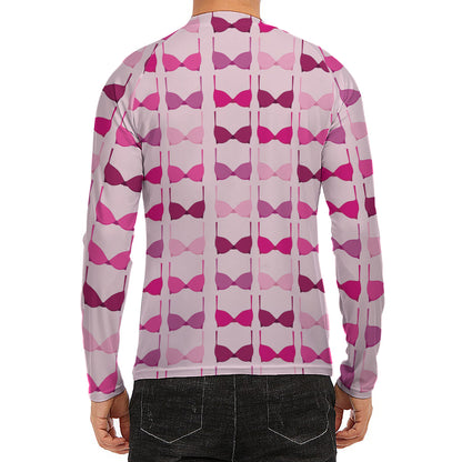 Pink Bra Breast Cancer Pattern Print Men's Long Sleeve Rash Guard