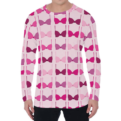 Pink Bra Breast Cancer Pattern Print Men's Long Sleeve T-Shirt