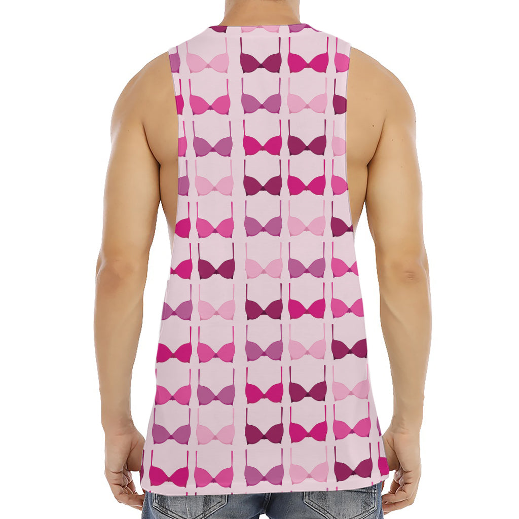 Pink Bra Breast Cancer Pattern Print Men's Muscle Tank Top
