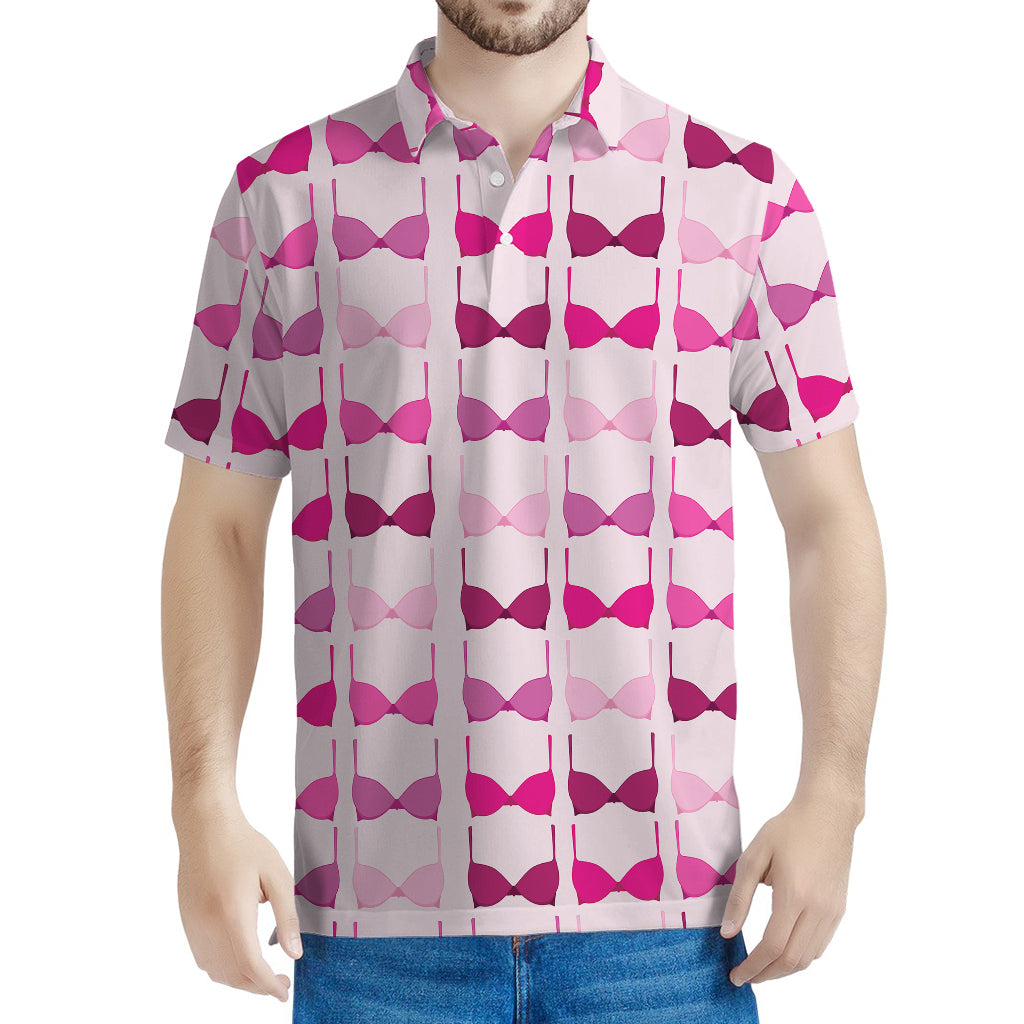 Pink Bra Breast Cancer Pattern Print Men's Polo Shirt