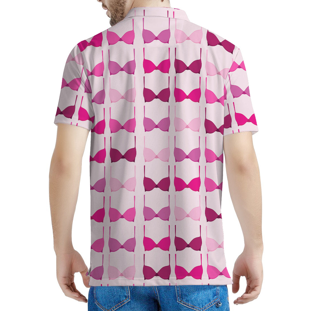 Pink Bra Breast Cancer Pattern Print Men's Polo Shirt