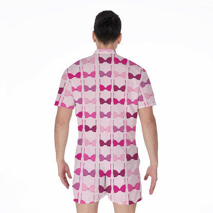 Pink Bra Breast Cancer Pattern Print Men's Rompers