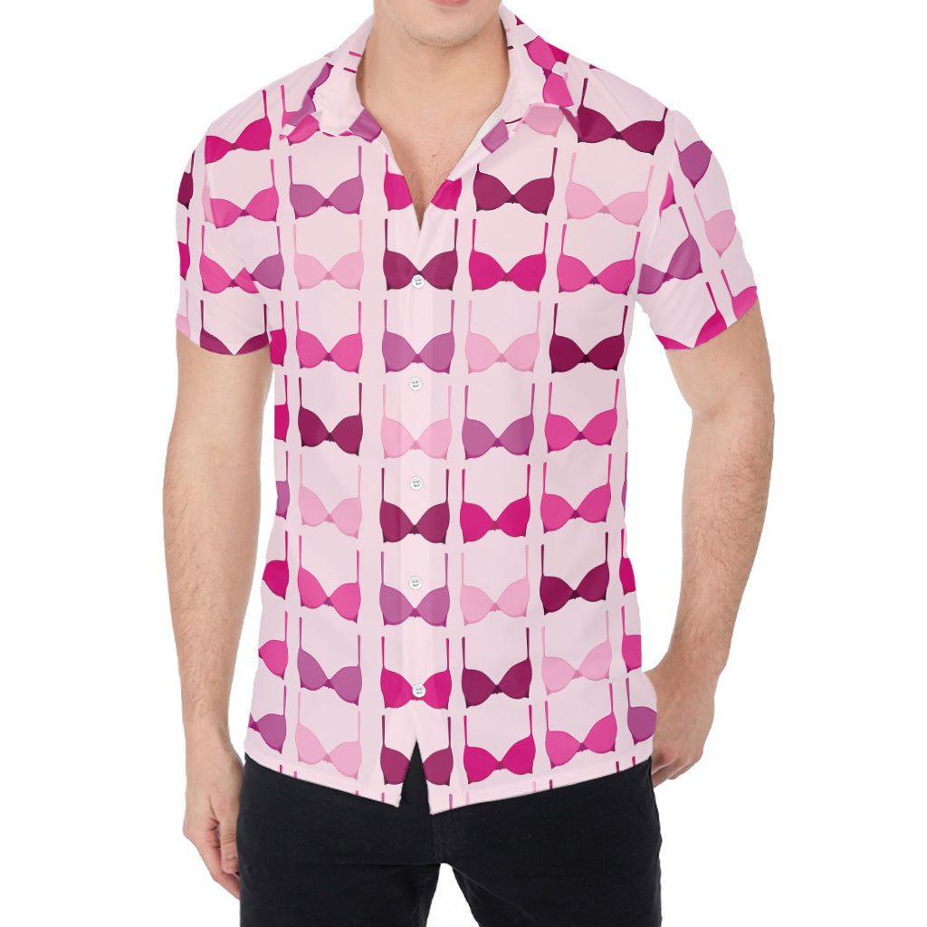 Pink Bra Breast Cancer Pattern Print Men's Shirt