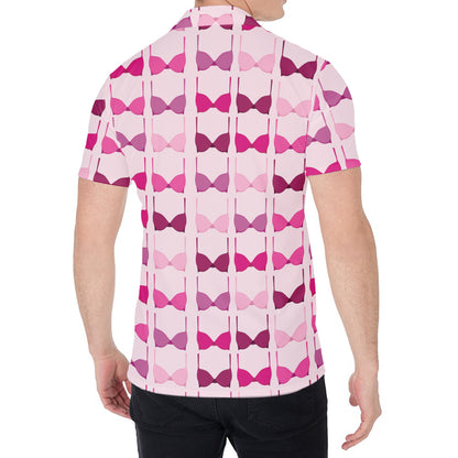 Pink Bra Breast Cancer Pattern Print Men's Shirt