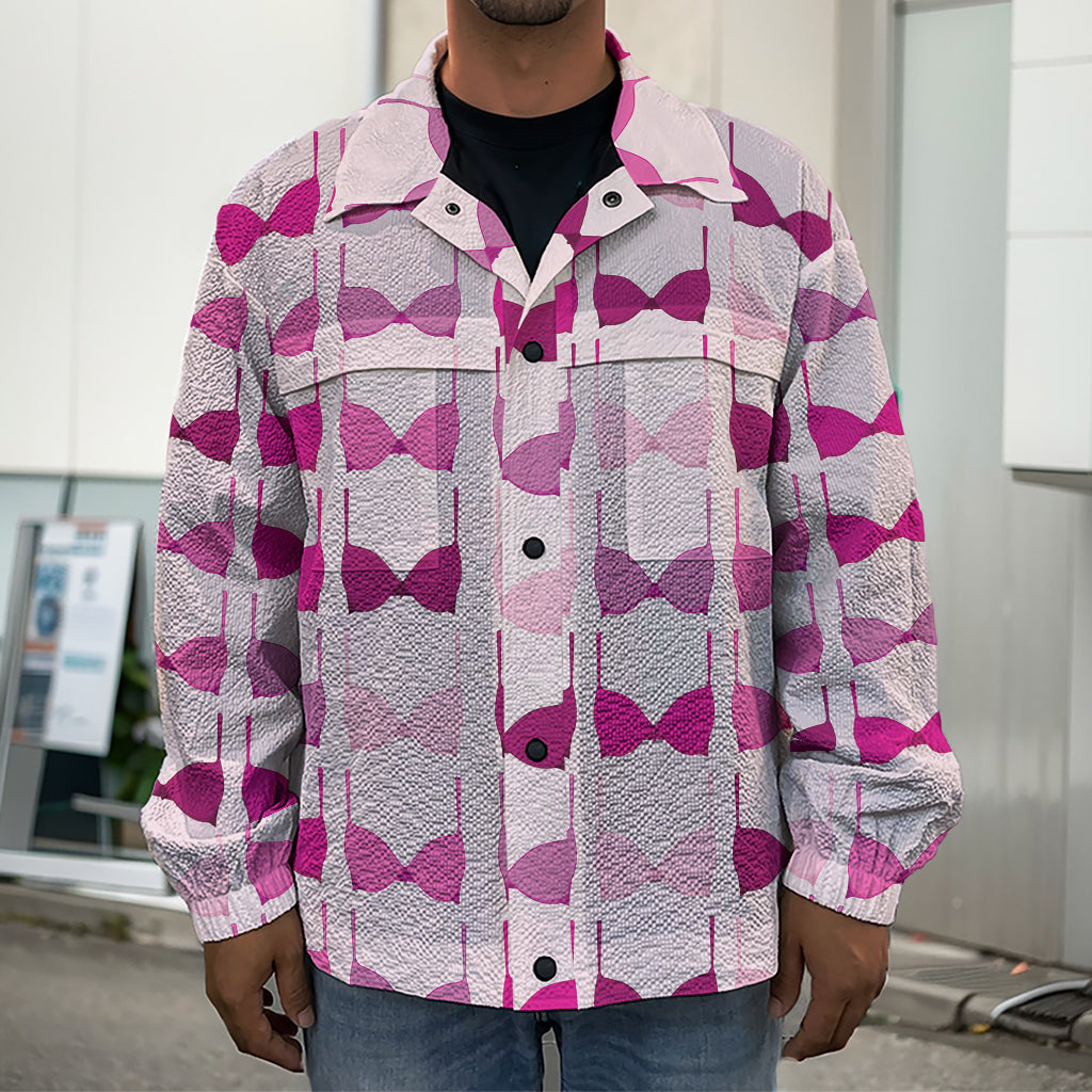 Pink Bra Breast Cancer Pattern Print Men's Shirt Jacket