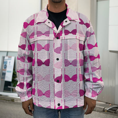 Pink Bra Breast Cancer Pattern Print Men's Shirt Jacket
