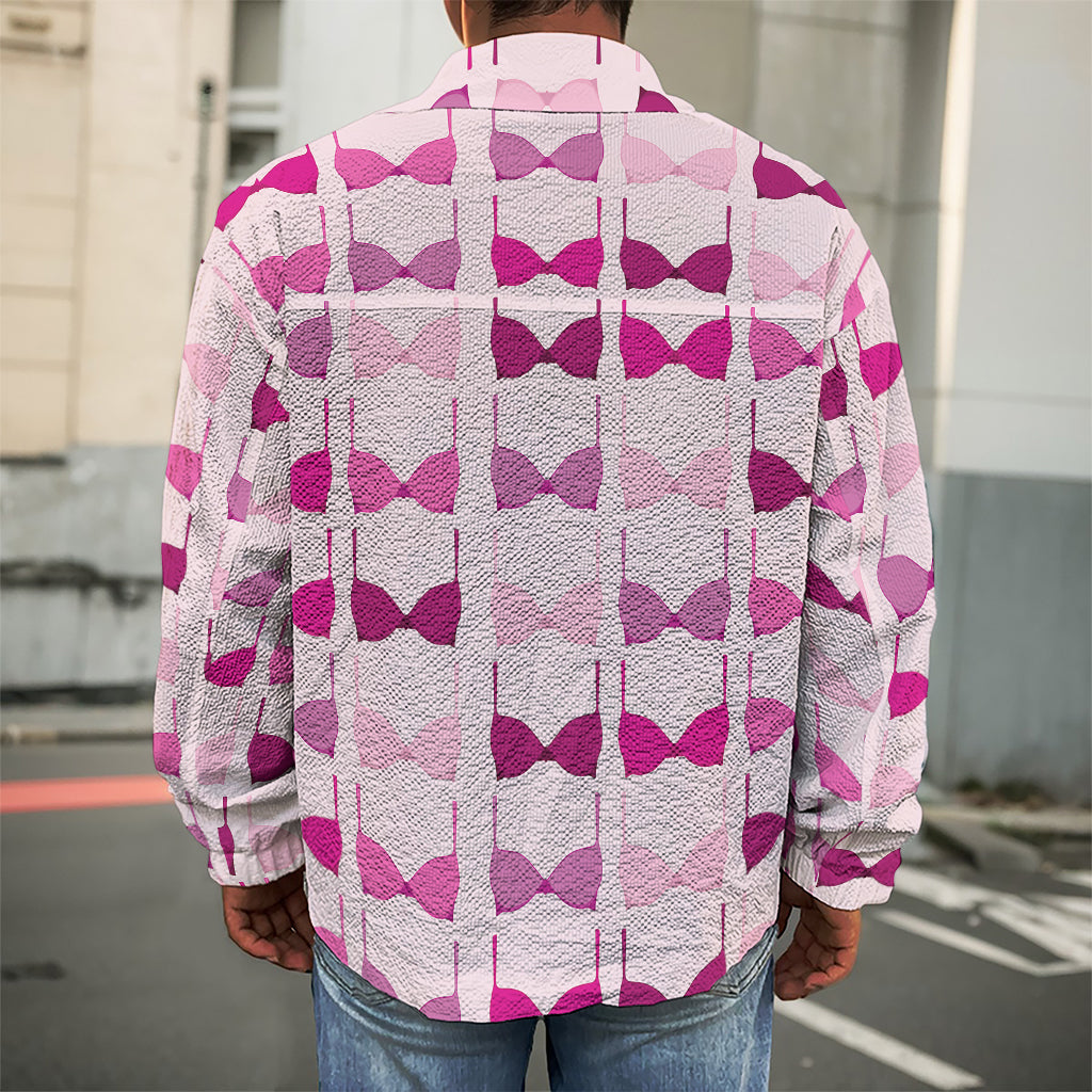Pink Bra Breast Cancer Pattern Print Men's Shirt Jacket